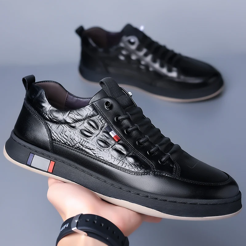 Herren Leder Sneaker, Vulkanisierte Freizeitschuhe Zum Laufen_voghion.com