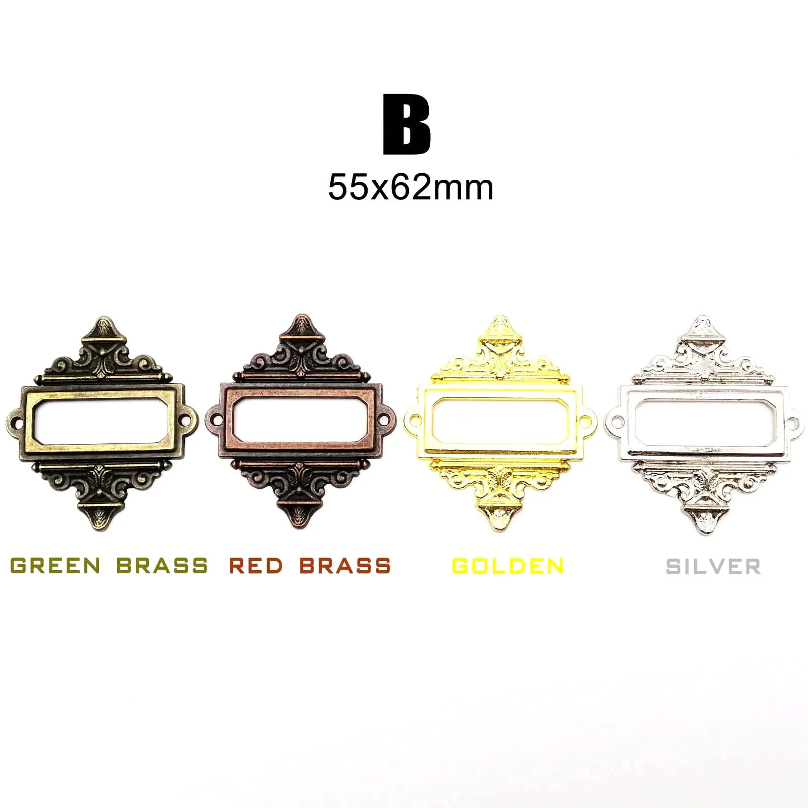Set of 6 Vintage Carved Decorative Label Holders for Furniture and Cabinets