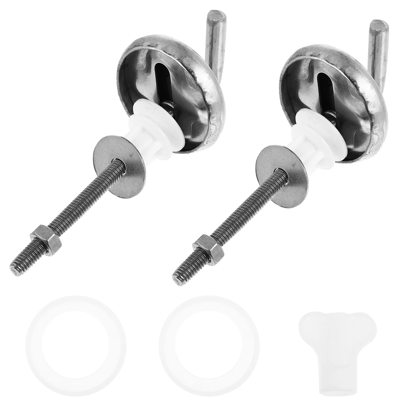 

2 Pcs Hinge Toilet Lid Seats Hinges Bolt Nut Keychain Tweezers Stainless Steel Screws Replacing Fixed