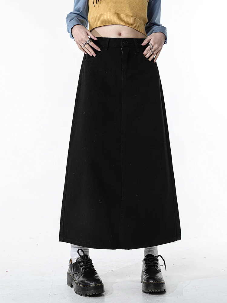 

2023 Korean Winter Solid Elegant All-match High Waist Jeans Skirts for Women Classic Vintage Straight Skirts Female Bottoms