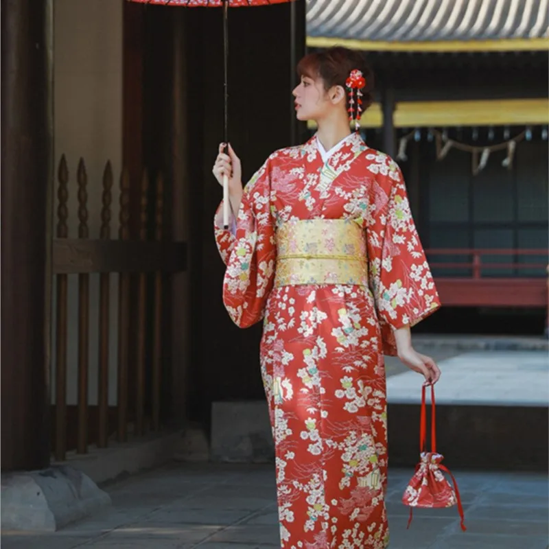New Moon Kimono Retro Red Japanese Cute Girl Bathrobe