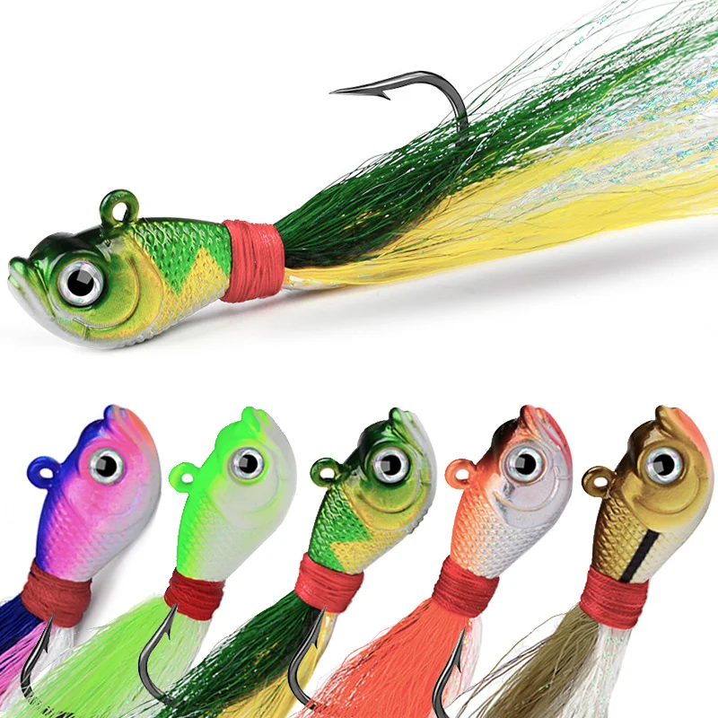 5Cs/Set Accessori Per La Pesca Merci Minnow Bucktail Jig Head Striper Fluke Bass Fishing Lure 1/2Oz 1Oz 2Oz Falso Baitoz 1Oz 2Oz