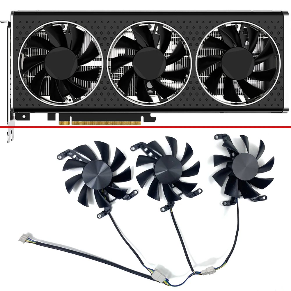 3 Pz 75Mm 12V Ventola Di Raffreddamento Rx6600 Xt V2 Rx6500 Xt Gpu Ventola Per Xfx Amd Radeon Rx 6650Xt Oc V2 Rx6600 Xt Ventola Della Scheda Video