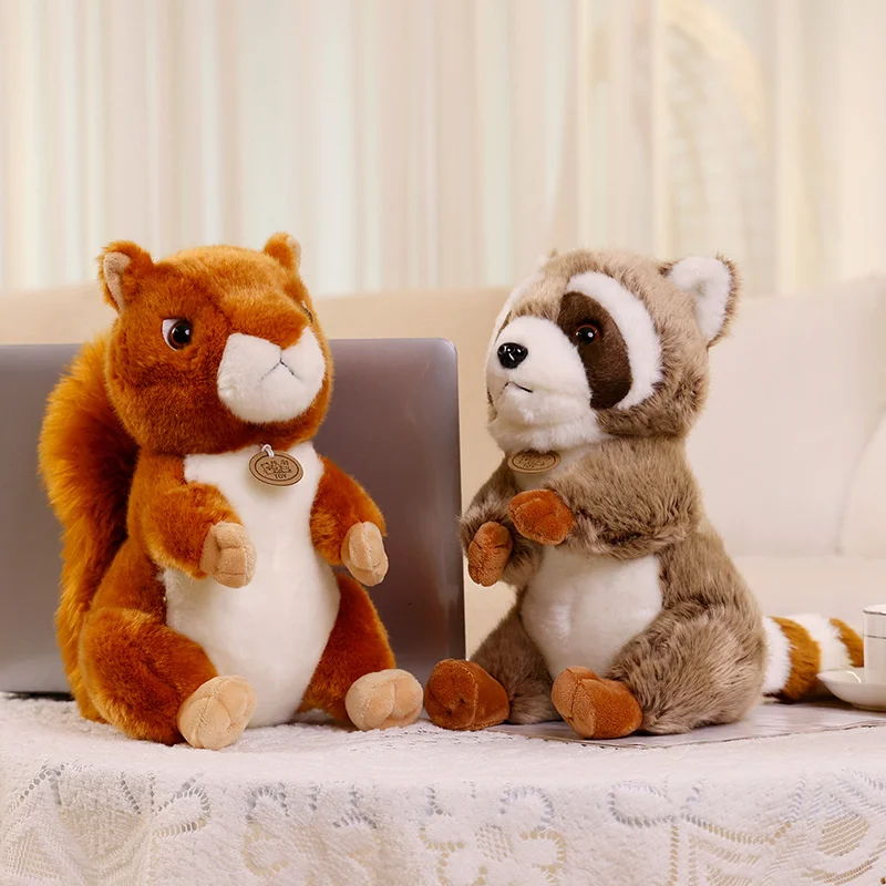 

Wild Animal Super Lifelike Brown Squirrel Plushie Stuffed Simulation Fluffy Raccoon Doll Plush Toys For Children