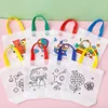 5pcs Graffiti Bag Non-woven Fabric Children Handmade Puzzle DIY Toys Environment Protection Painting Handbag Kids Gift TMZ 4