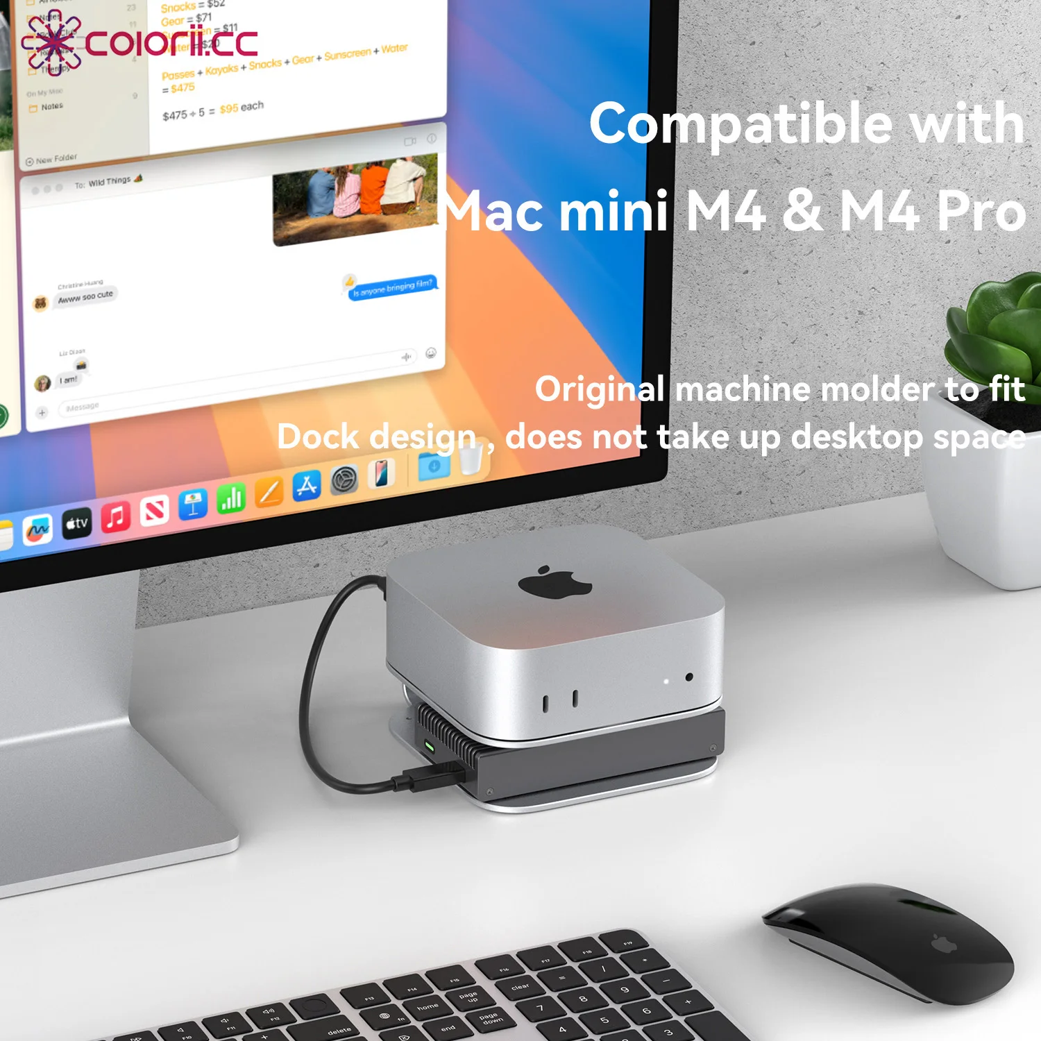 Mac mini M4 / M4 Pro 2024 用 ドック&スタンド Mac Mini M4 Pro 2024に最適なアルミニウム合金製ドッキング