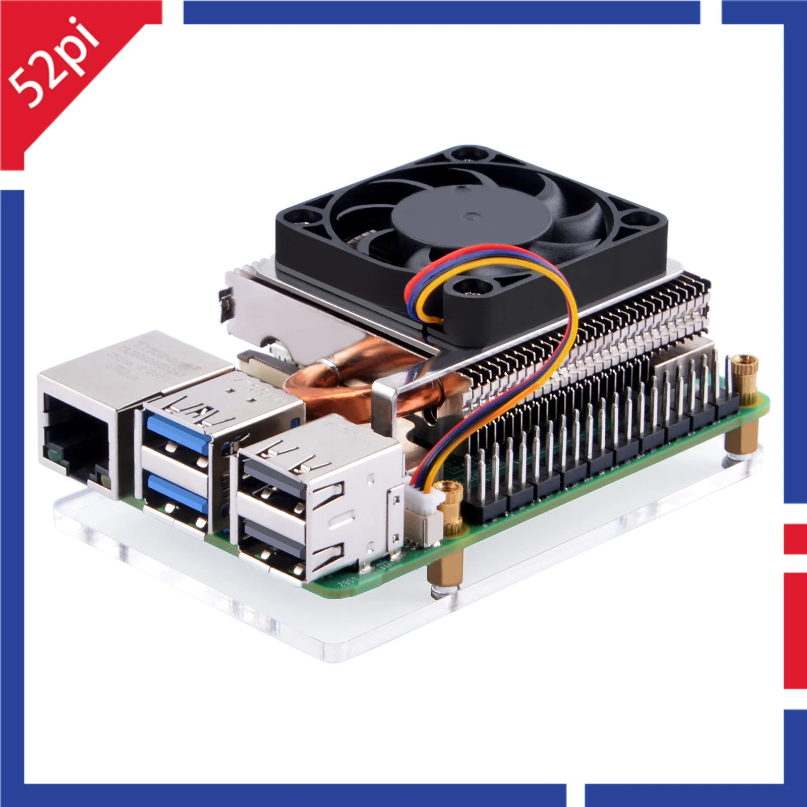 52Pi Ultra Thin ICE Tower Cooler for Raspberry Pi 5 CPU Fan