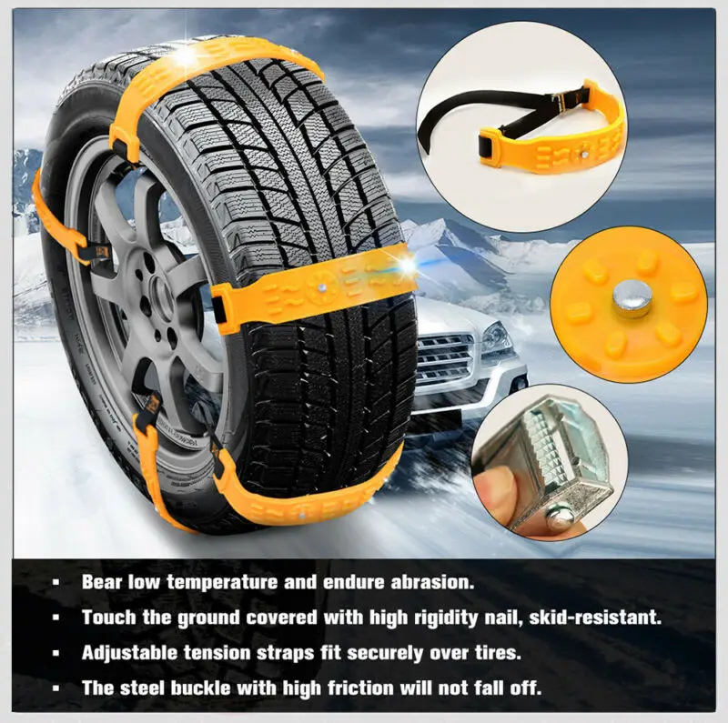 RESO Car Winter Tire Wheels Snow Chains Outdoor Anti Skid Belt Emergency Cable Strap Winter Outdoor Emergency Chain RSC632