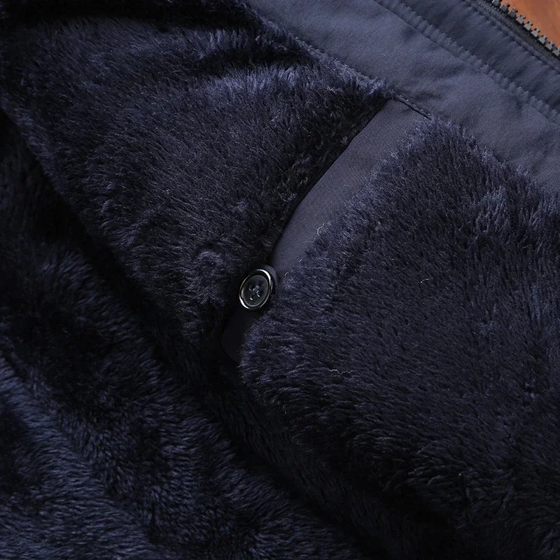 Outdoor Parka Coat Multi-pocket Men's Winter Jacket Fleece Linning Hooded Windbreaker Military Thick Warm Outerwear