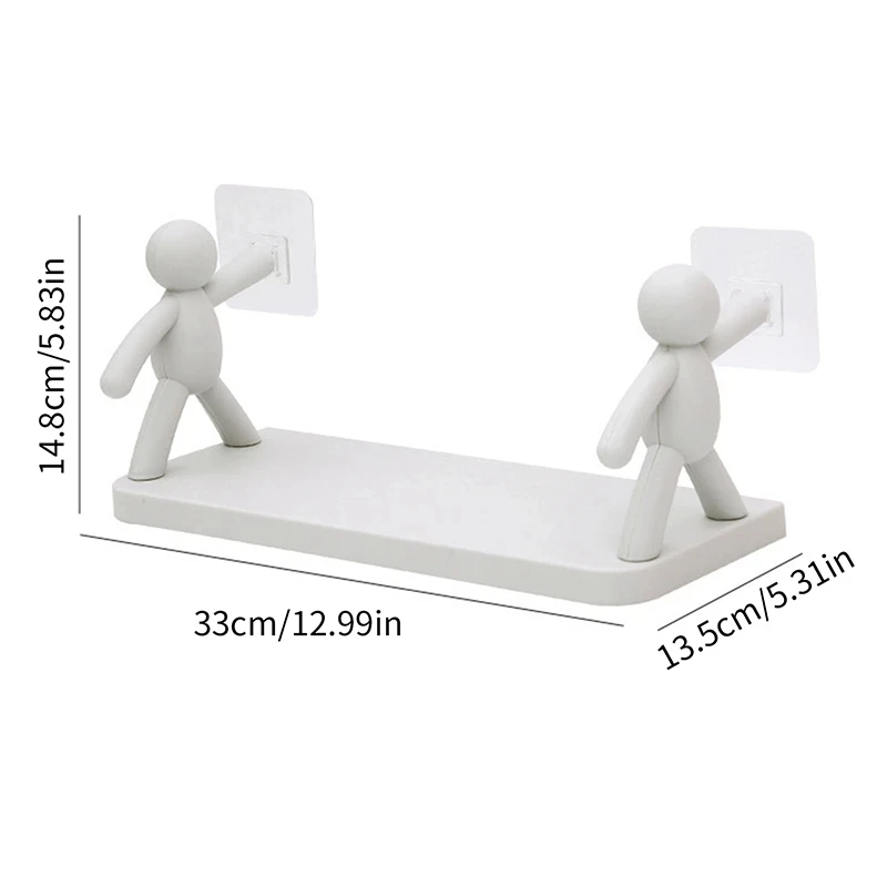 New Creative Bathroom Storage Shelves Cute White Doll Villain Shelves Shelf Self-adhesive Bathroom Cosmetics Storage Racks 6