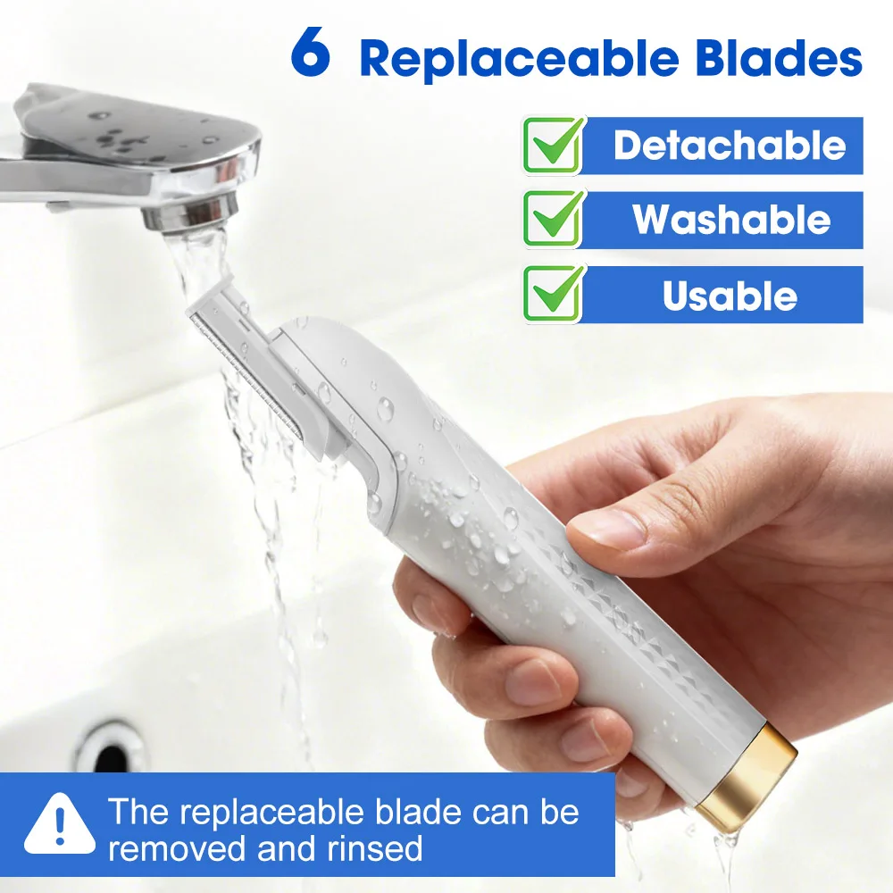 Electric Dermaplane Razor for Facial Hair Removal with LED Light