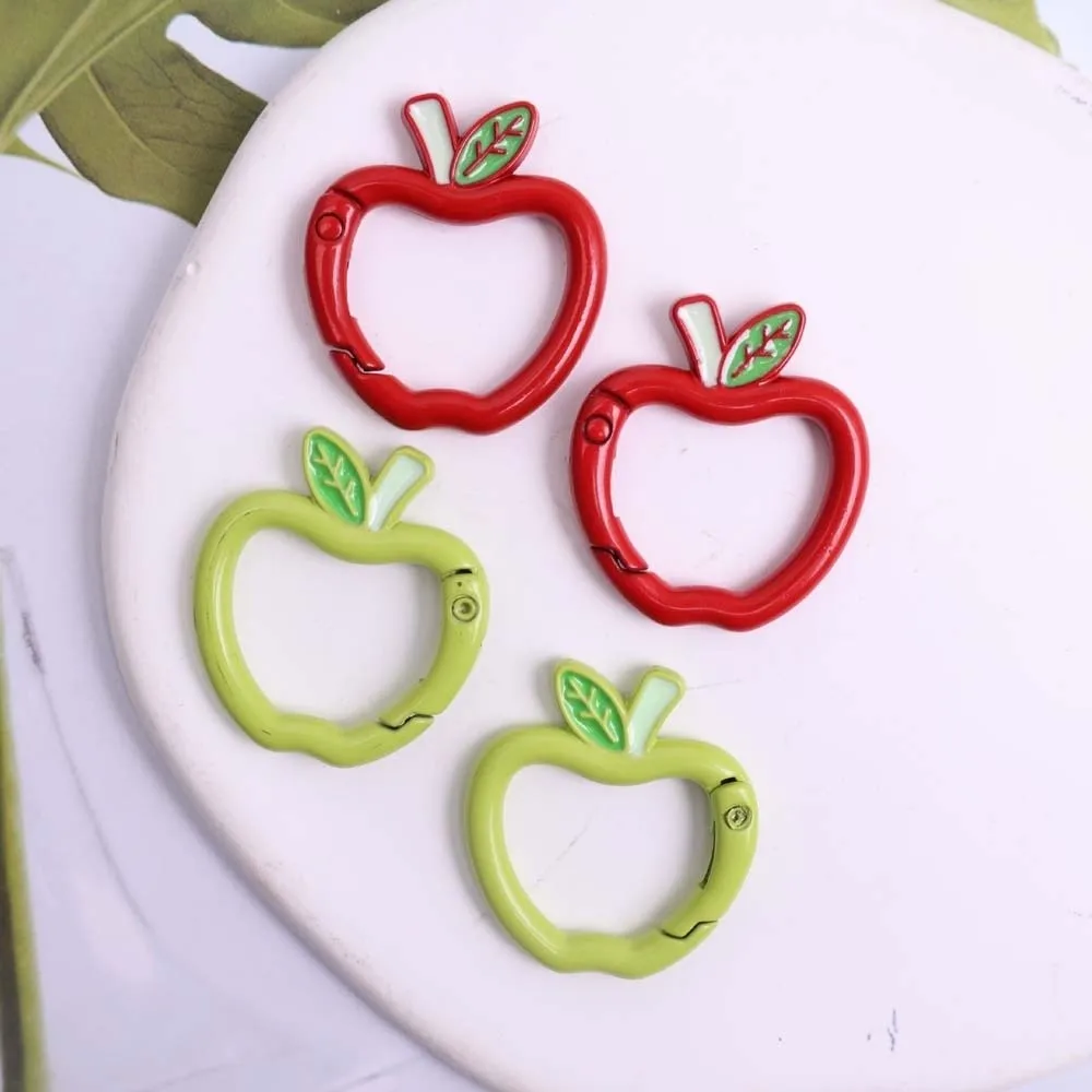 5 Stück Bunte Metall-Karabiner in Apfelform mit Federverschluss, Öffenbare Runde Karabinerhaken, Apfel-Schlüsselanhänger, Hundeketten-Clips, Schmuckherstellungszubehör