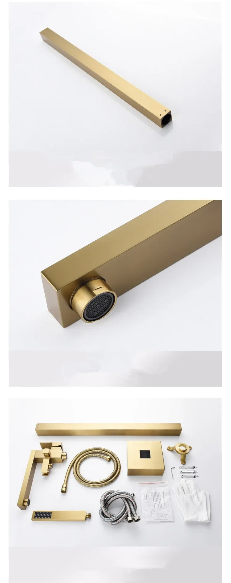 Description Picture 5 of itemBathroom Bathtub Faucet + Handheld Shower Free Standing Brushed Gold Luxury BathTub Mixer Taps Floor Mounted