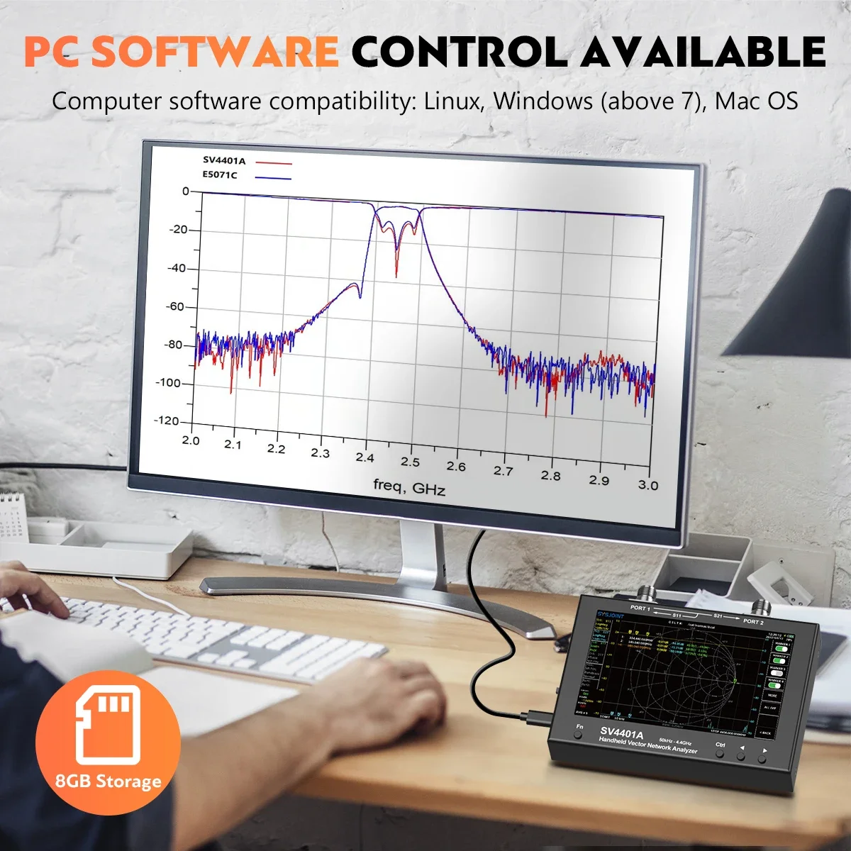 NanoVNA SV4401A Vector Network Analyzer 7" Touch LCD 50KHz-4.4GHz Antenna Analyz