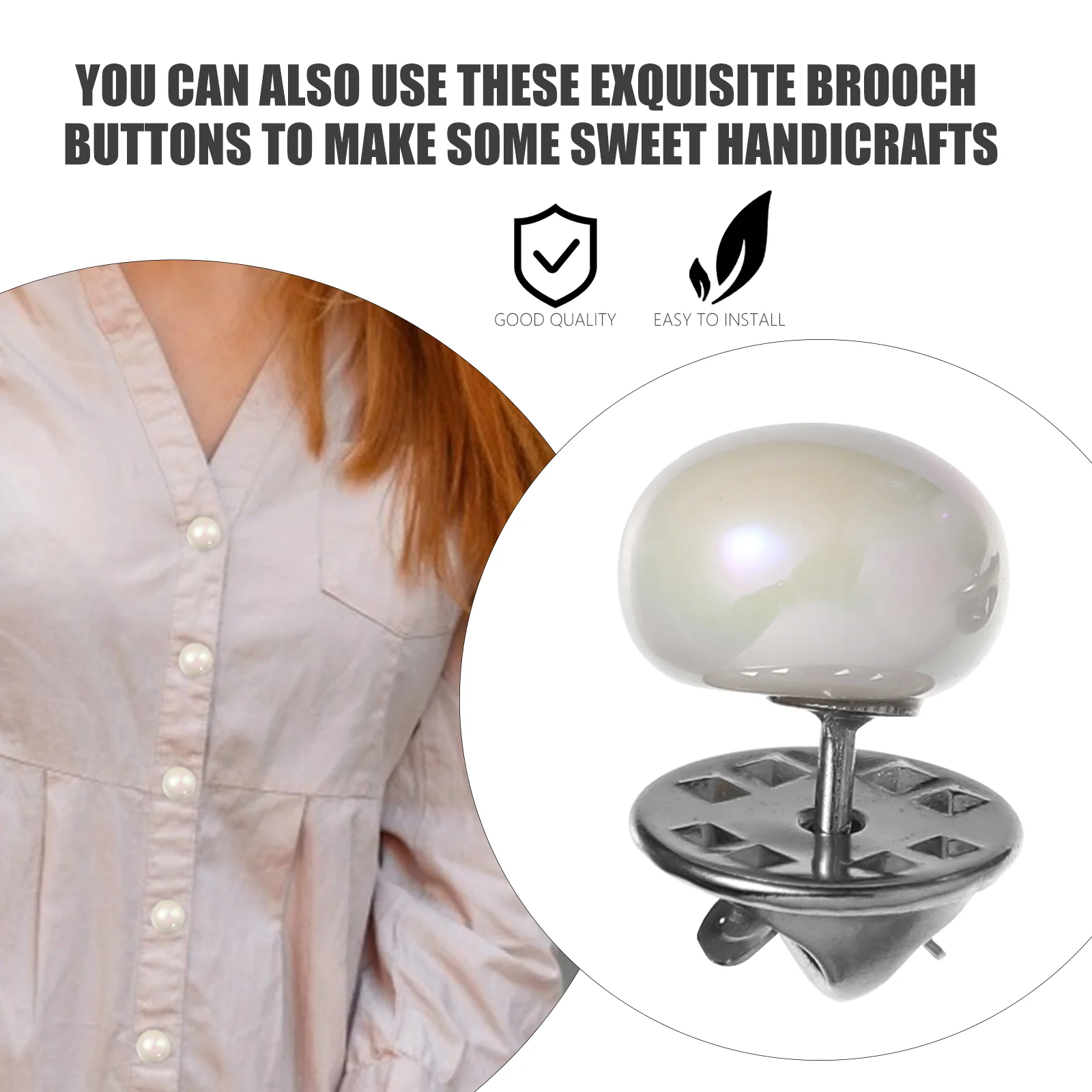 Sisadodo Cover Up Buttons Pearl Safety Brooch Pins Button Lapel Pin for Women Girls 10pcs