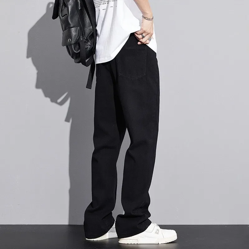 Spring Autumn Tall Men 190CM Guy Extra Long 115CM Lengthen Jeans Black Vintage Loose Straight Trousers Cowboy Male Denim Pants 2