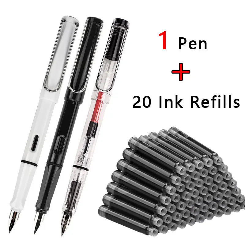 CHREN 3987 New Student Kawaii Fountain Pen Replacable Ink Set EF/F