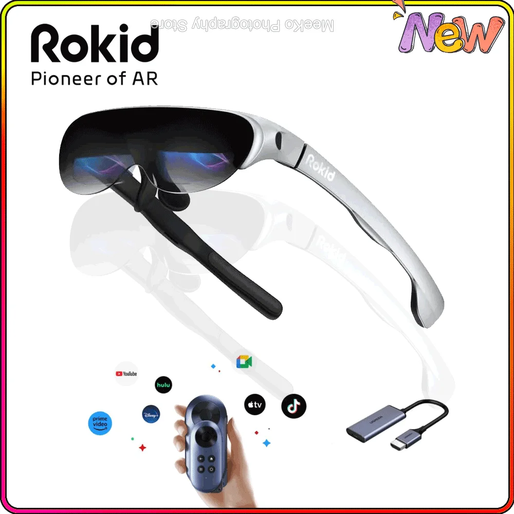 Rokid Air AR Smart Glasses 120" Screen with 1080P OLED Dual Display 43&deg;FoV 55PPD Foldable Home Game Viewing Device vr glasses