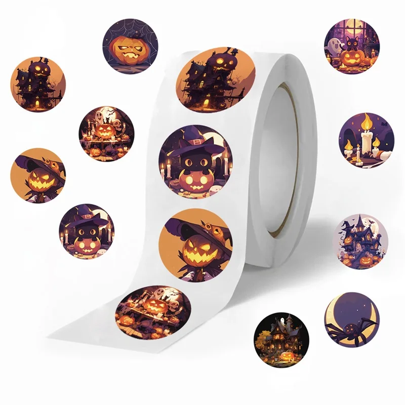 

500PCS Terror Halloween Paper Labels Sticker Sealing Kids Decoration Scrapbooking Korean Stationery Hand Accounting Supplies