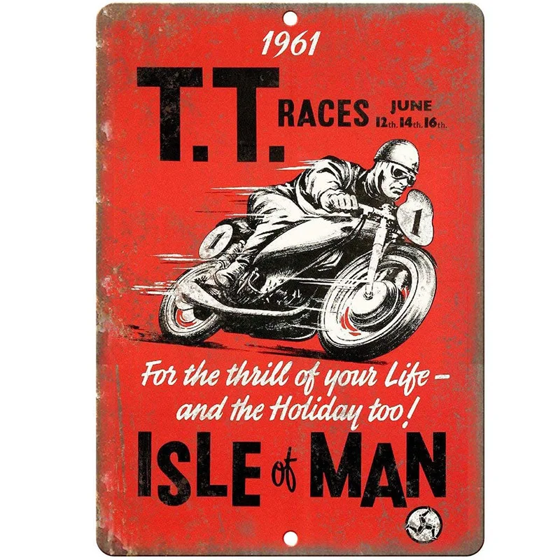 

TT Races Isle of Man Motorcycle Tin Sign Vintage Wall Poster Retro Iron Painting Metal Plaque Sheet for Bar Cafe Garage