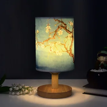 LED Square Table Lamp – Chinese Style, Dimmable, Fabric Lampshade, EU Plug 1