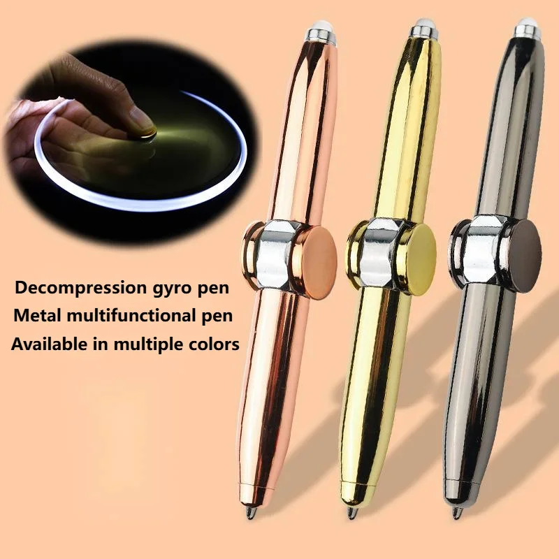 Multi Functional Pen Fingertip Gyro LED Light-emitting Gyro Pen Creative Cute Stationery Metal Neutral Rotating