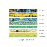 MOHAMM 8 PCS Washi Paper Gold Foil Van Gogh Oil Painting Starry Sky Masking Tapes Set for Scrapbooking DIY Crafts Decoration 2