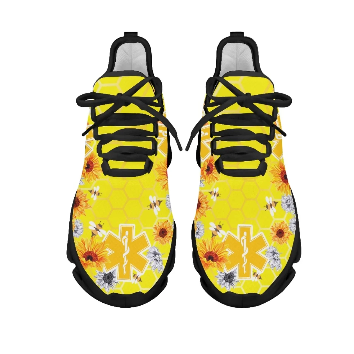 INSTANTARTS Womens Mesh Swing Shoes New Sunflower Bee EMT Design Mesh Breathable Air Cushion Sneakers for Ladies Zapatillas 2024