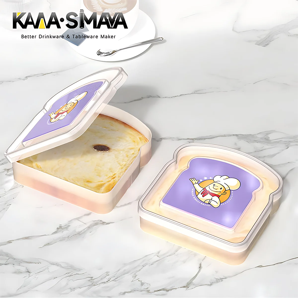 KAWASIMAYA 투명 빵 상자, 재사용 가능한 토스트 샌드위치 상자, 휴대용 토스트 샌드위치 상자, 유아 피크닉 도시락 상자, 20 개 