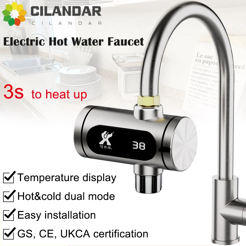 Torneira de Água Quente Elétrica de de Cozinha Aquecimento Instantâneo Aquecedor Quente e Frio Novo 2024 Aço Inoxidável
