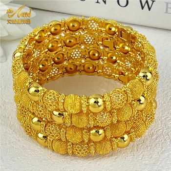 ANIID Luxury Dubai Braccialetti color oro 24k per le donne Bracciale con ciondoli da sposa arabo Regalo di nozze nigeriano Festa di gioielli africani 1