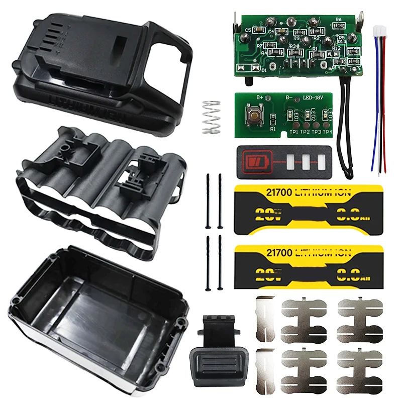 DCB200 10X21700 Lithium Battery Plastic Case BMS PCBA Protection Circuit Board For Dewalt 18V 20V 8Ah Stickers Box Shell Housing