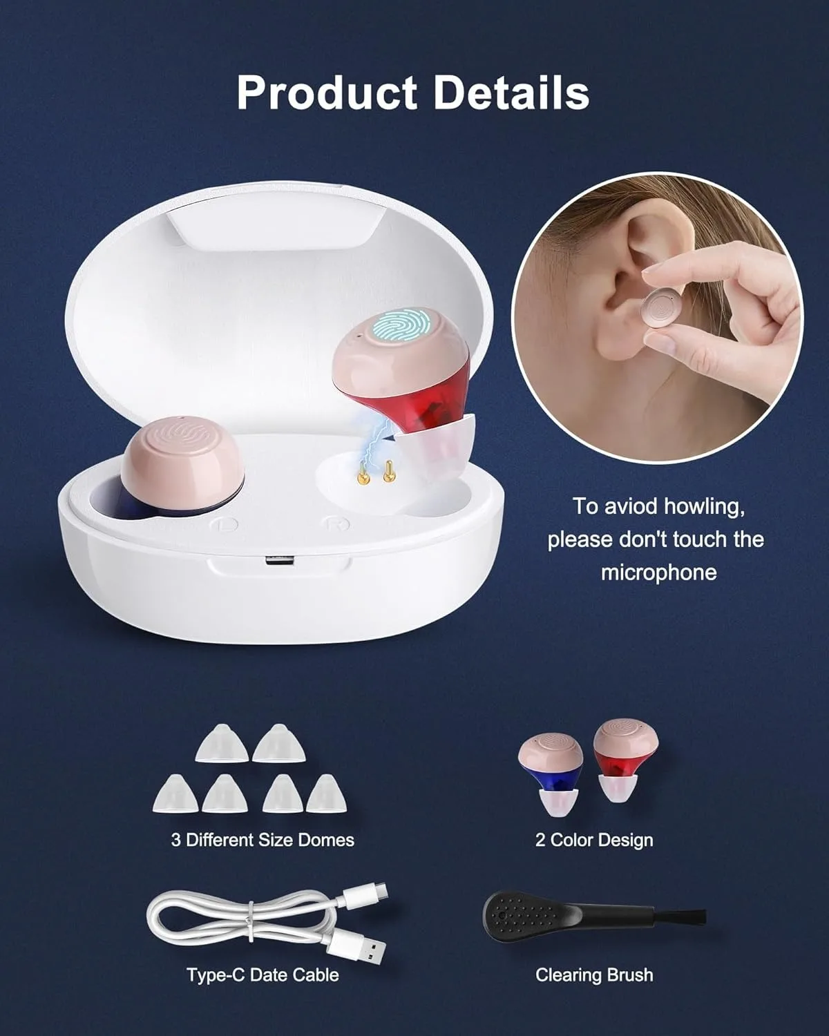 OTC Rechargeable Hearing Aid, Long Battery Life, Intelligent Noise Reduction, Excellent Comfort, Almost Invisible Hearing Aid 6