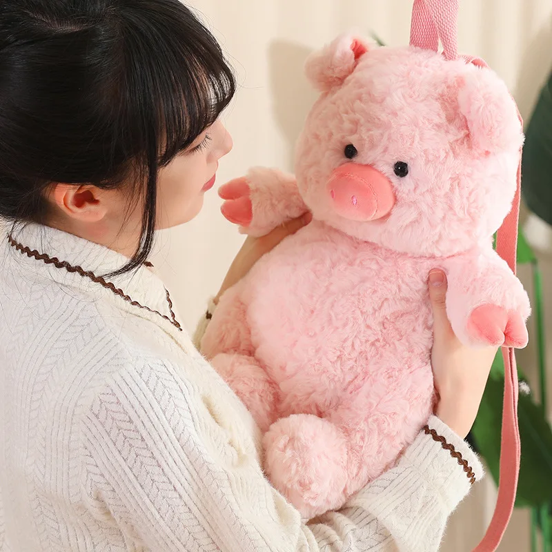 33cm Cartoon Animal Backpack Plush Fox Panda Bear Dog Cat Pig