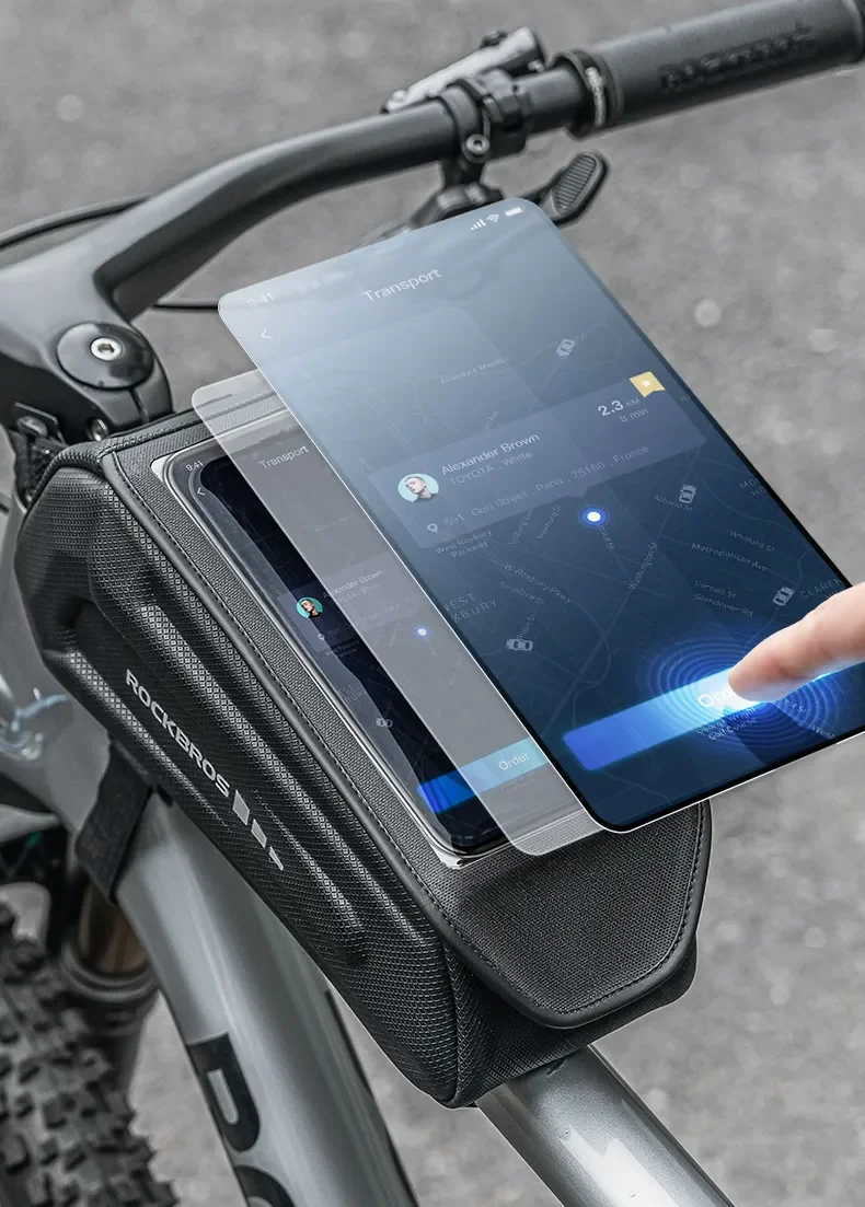 Bike Bag 1.7L Phone Bag Waterproof Front Frame Tube Bag Touch Screen Phone Holde