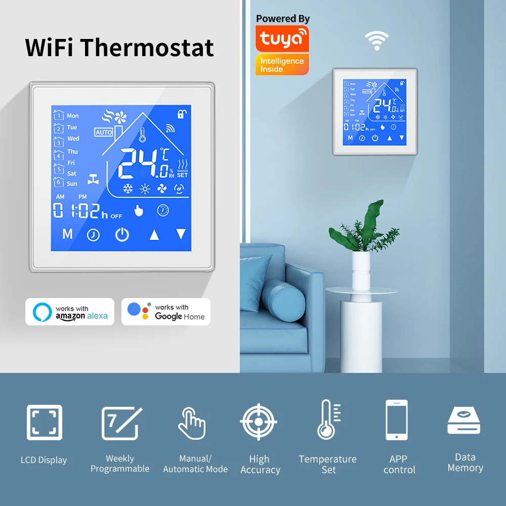 Description Picture 2 of itemTuya WiFi Smart Thermostat Temperature Controller for Water/Electric Floor Heating Gas Boiler Works with Alexa Google Home