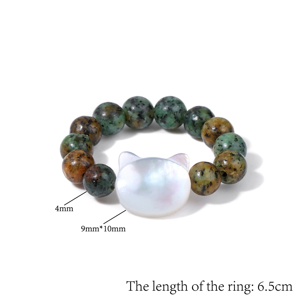 Velkoobchod 4mm kolo korále prsten přírodní lastura kocour přívěsek kroužky pro ženy muži reiki joga energie kroužky dárky pro vánoce šperků