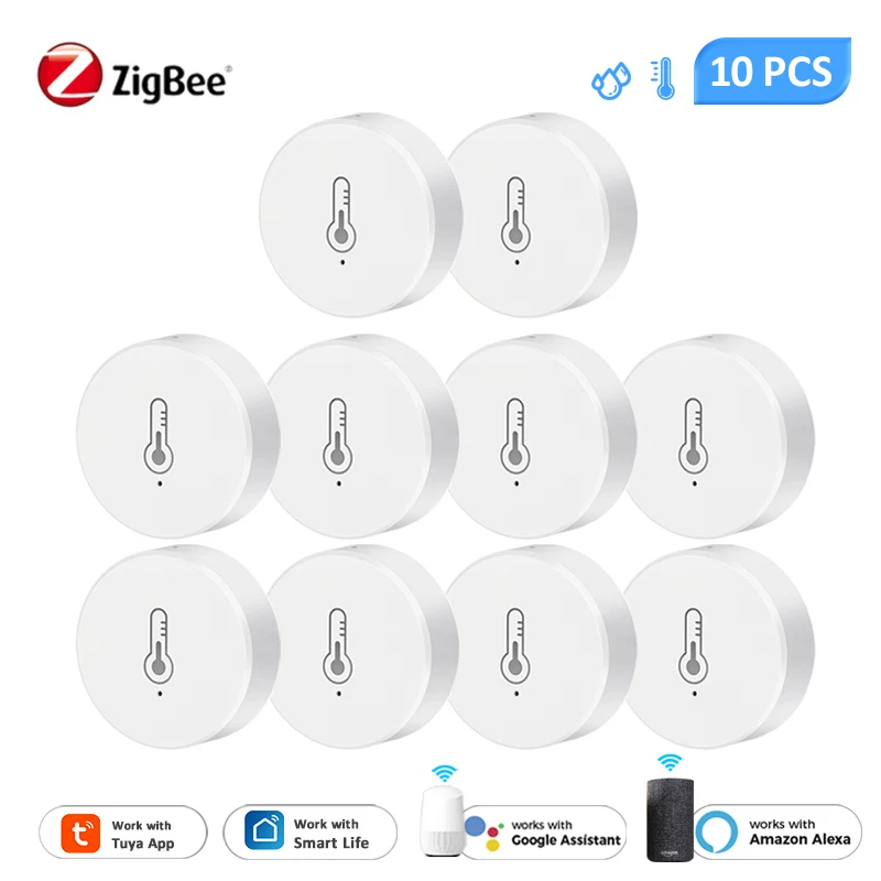 Tuya ZigBee 스마트 온도 및 습도 센서, 배터리 구동, 스마트 홈 보안, 알렉사 구글 홈 스마트 라이프 작동