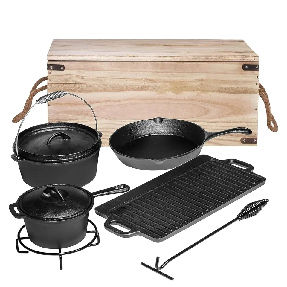 Cast Iron Camping Cooking Set with Dutch Oven