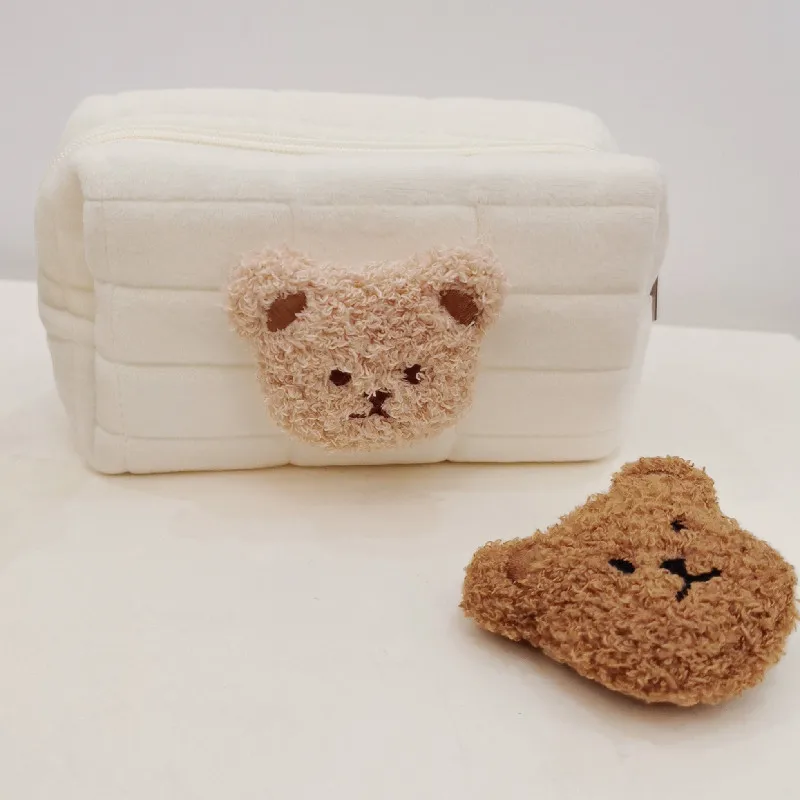 Portable Cute Bear Baby Toiletry Bag Make Up Cosmetic Bags Diaper Pouch Baby Items Organizer Reusable Cotton Cluth Bag for Mommy 5