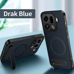 Brand New Carbon Fiber Pattern Skin - Friendly Shockproof Case with Foldable Stand for OPPO Find X9 (Blue)