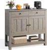 Farmhouse Buffet Sideboard Cabinet, Stylish Console Table with 2 Cabinets,Open Storage Shelf, Entryway Sofa Table for Coffee Bar 2