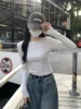 Miss Cacao White Long Sve round Ne T-irt Women's Autumn Winter Slim Fit Base oulder Top Inner Wear Base irt Top