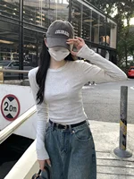 Miss Cacao White Long Sve round Ne T-irt Women's Autumn Winter Slim Fit Base oulder Top Inner Wear Base irt Top