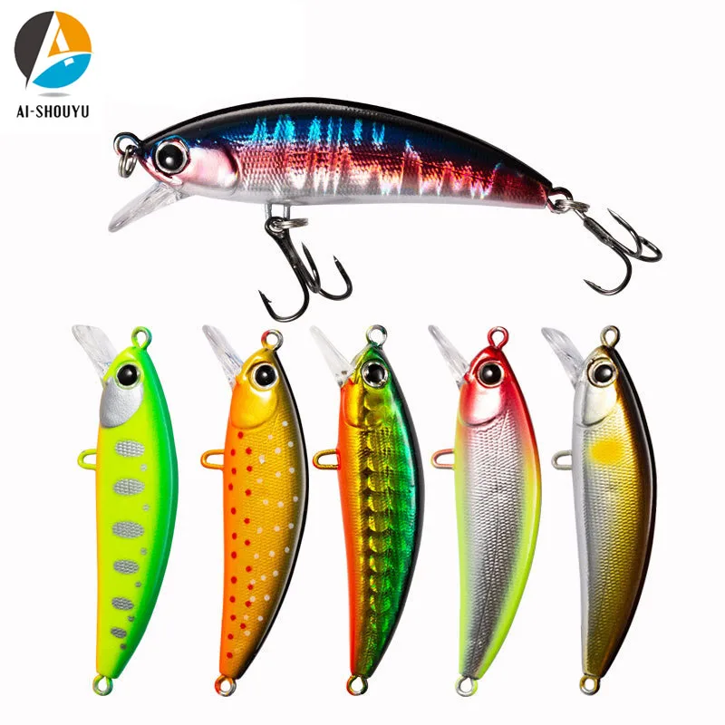

AI-SHOUYU 1pc New Hard Fishing Lure 50mm/5g Minnow Fishing Sinking Bait Plastic Wobblers Pesca Bass Tackle