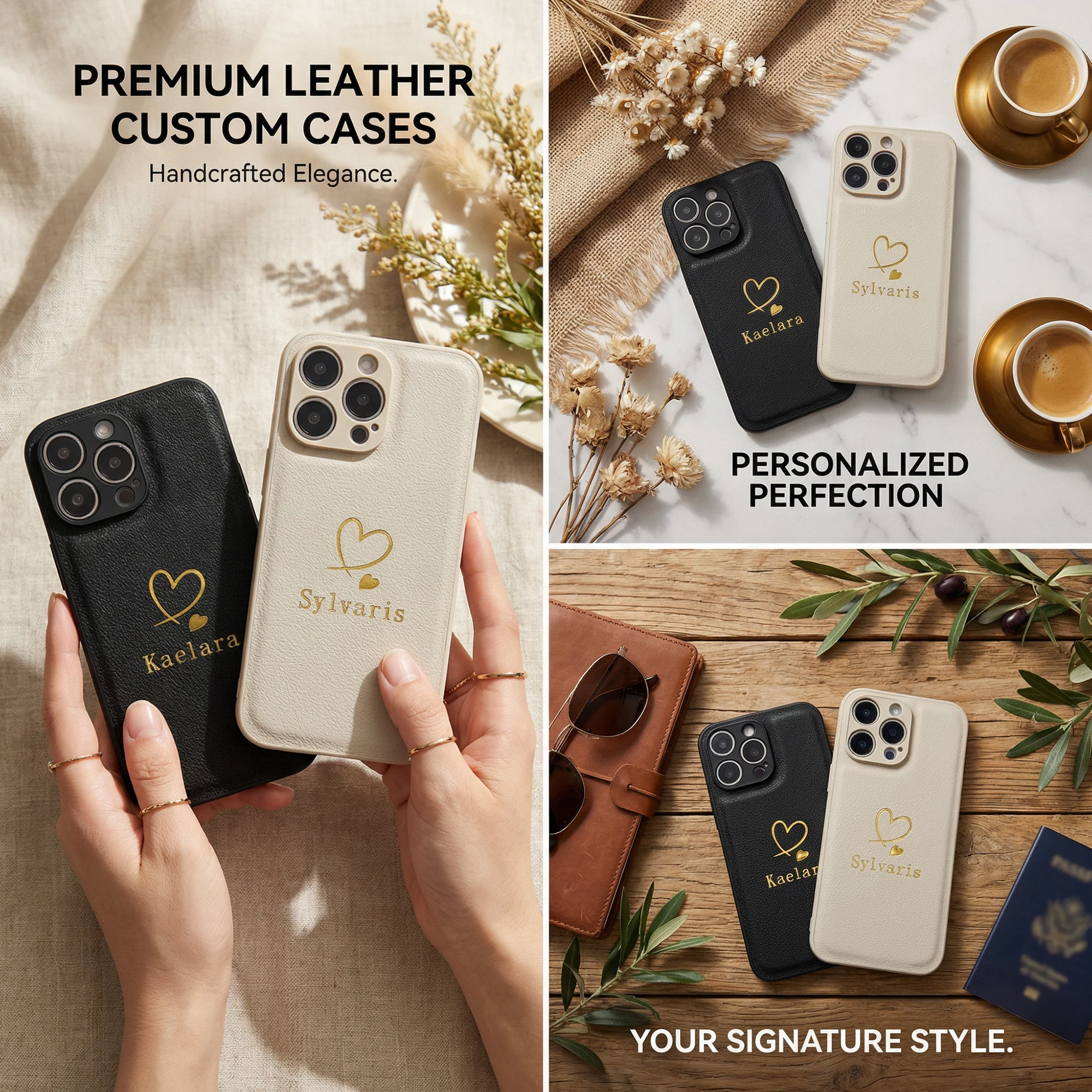 Custom Name Luxury Faux Leather Case for iPhone 17 16 thumbnail 4