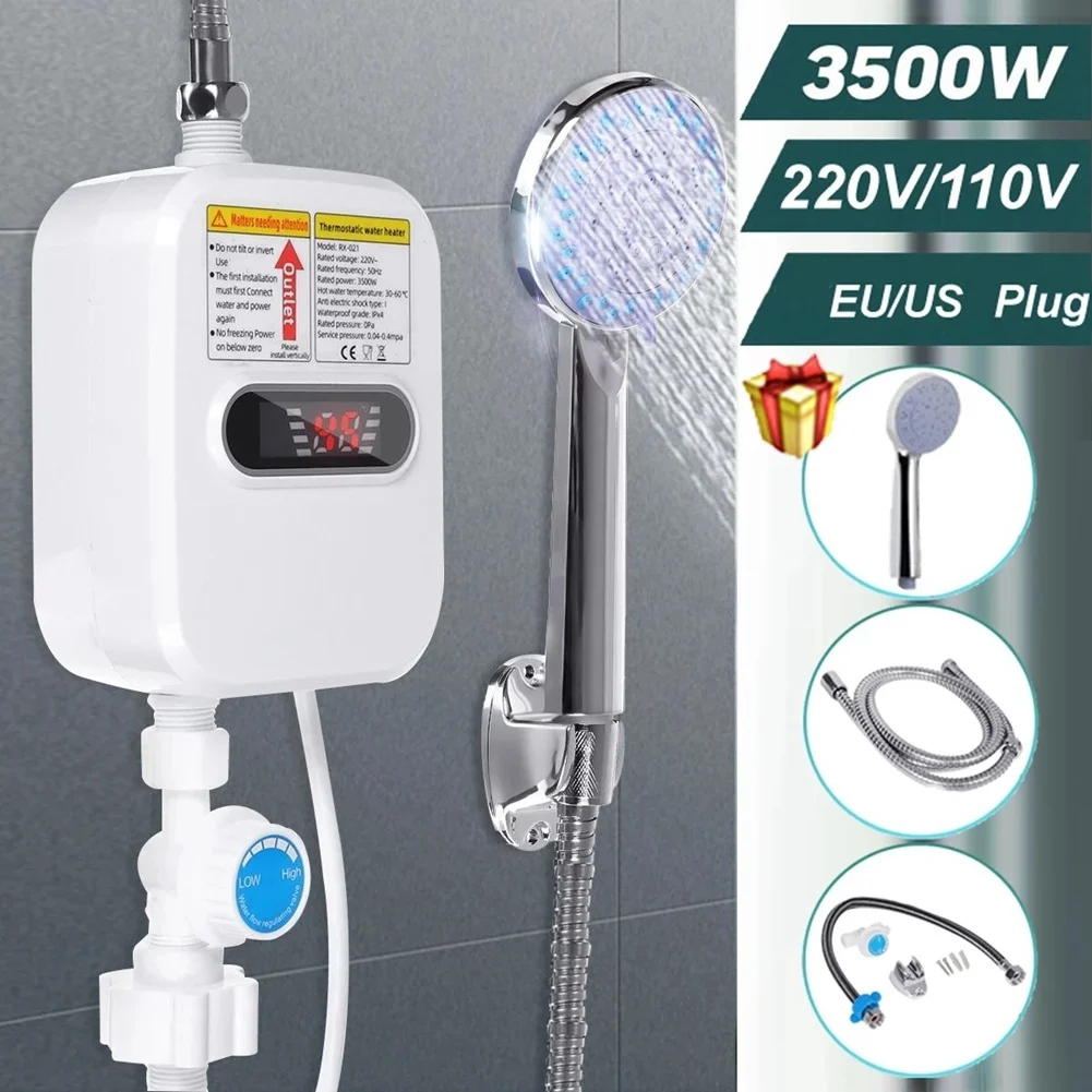 3500W Electric Thankless Instant Hot Water Heater 110V Bathroom Faucet Tap Heating 3 Seconds Instant Heating US Plug HOT