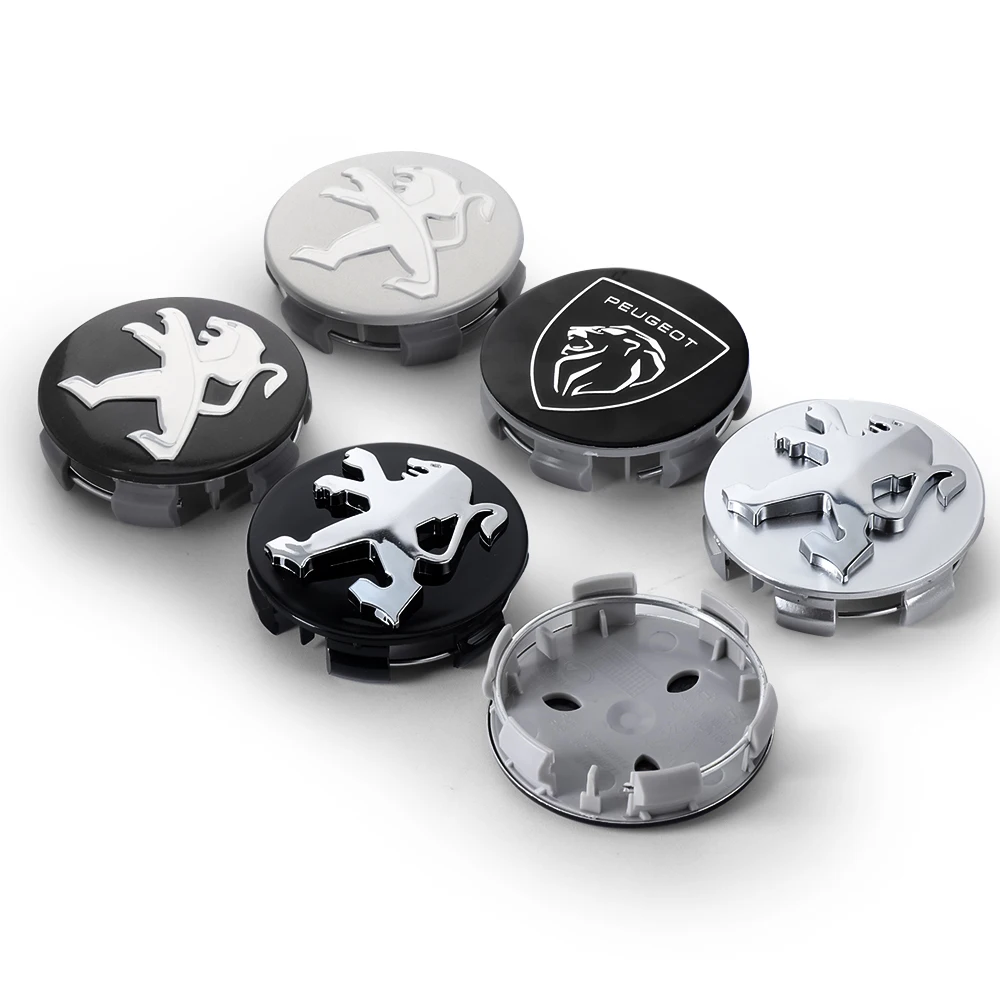 4PCS 60MM Car Wheel Center Covers Hub Caps Replacement Emblem For Peugeot 405 605 806 RCZ 206 207 208 306 307 508 106 3008