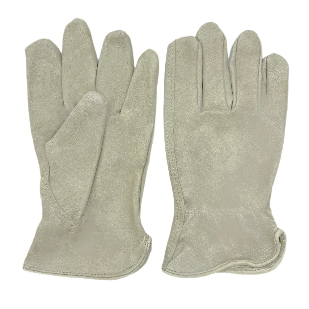

White Leather Gloves, Safety, High-quality Mechanical Maintenance, Gardening Safety, Wear-resistant Protective Work Gloves