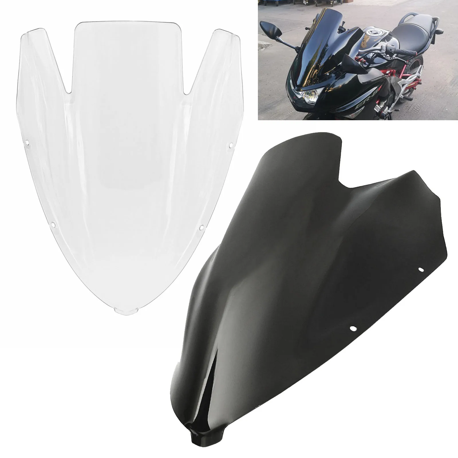 

WAASE Motorcycle Double Bubble Windscreen Windshield Fly Shield Screen For KAWASAKI Ninja 650R ER6F ER-6F EX650 2006 2007 2008